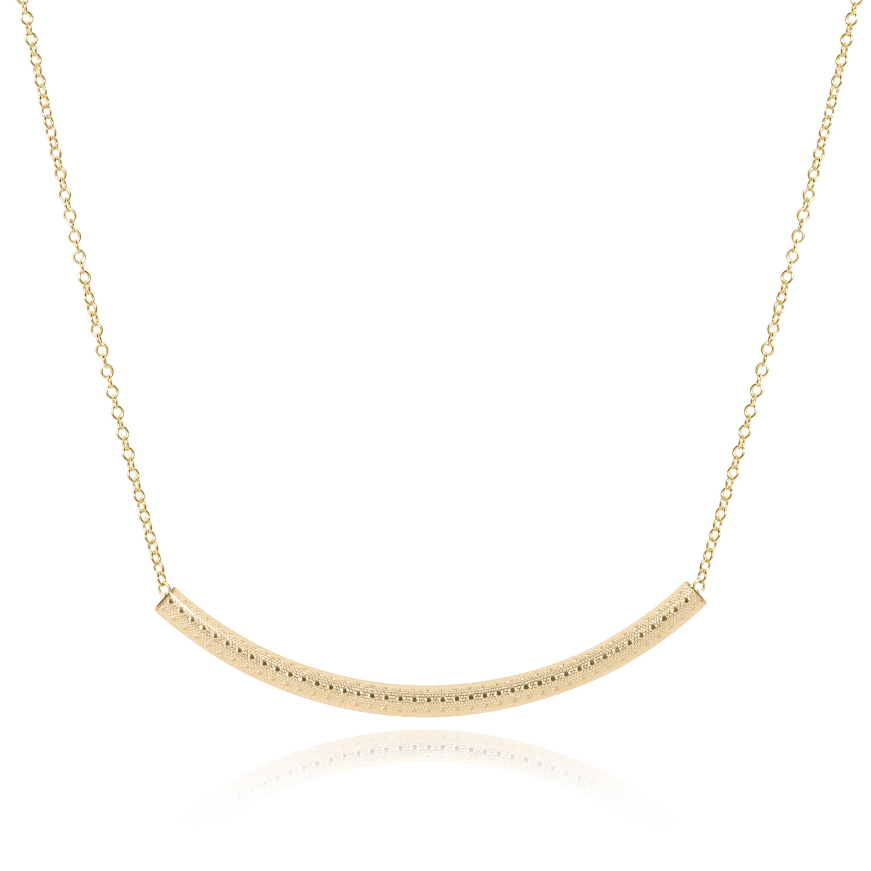 16" Textured Bliss Bar Necklace Gold