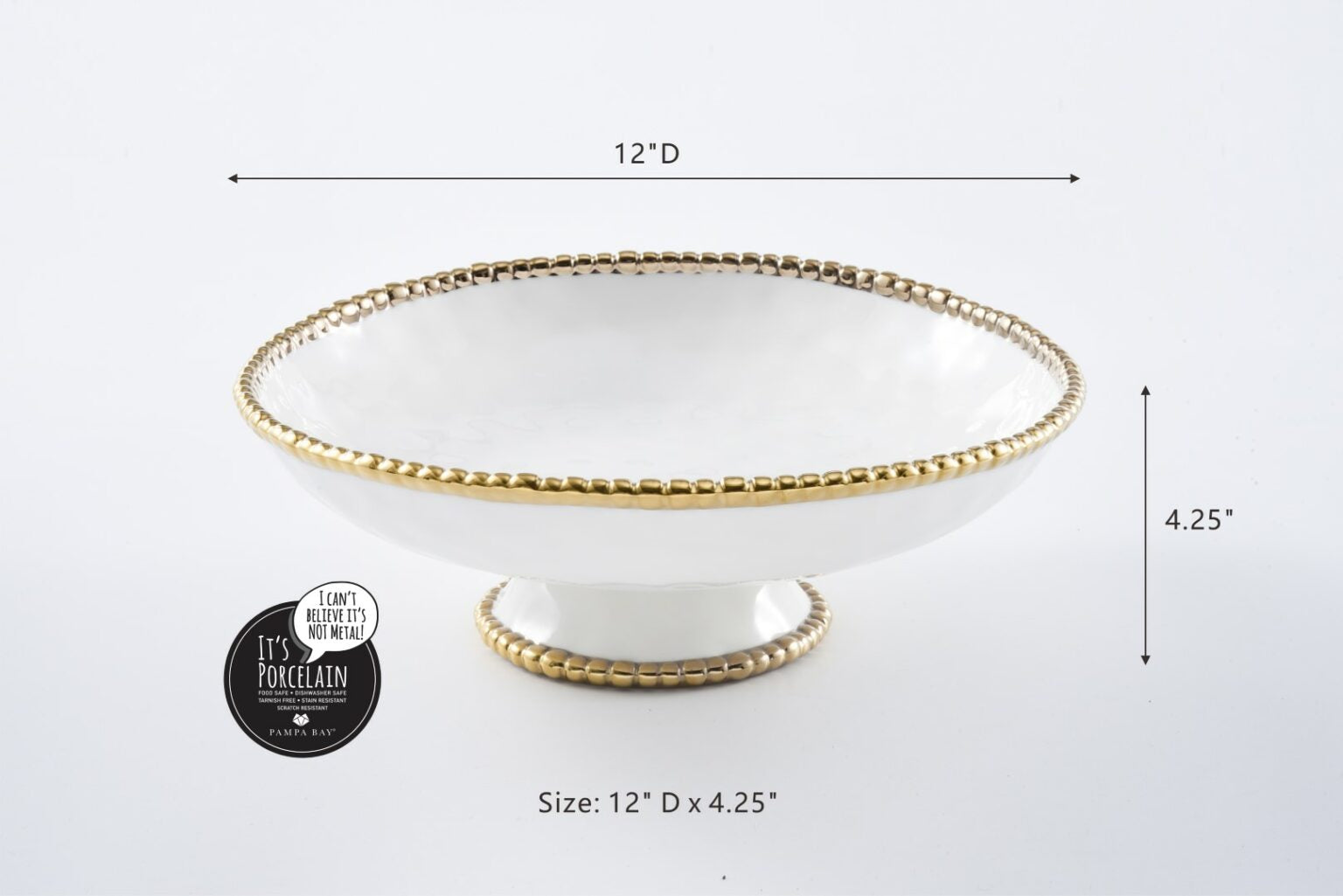 Pampa Bay Footed Bowl - White/Gold